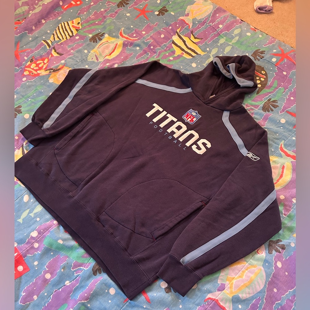 Y2K 2XL dark blue reebok Tennessee Titans Hoodie